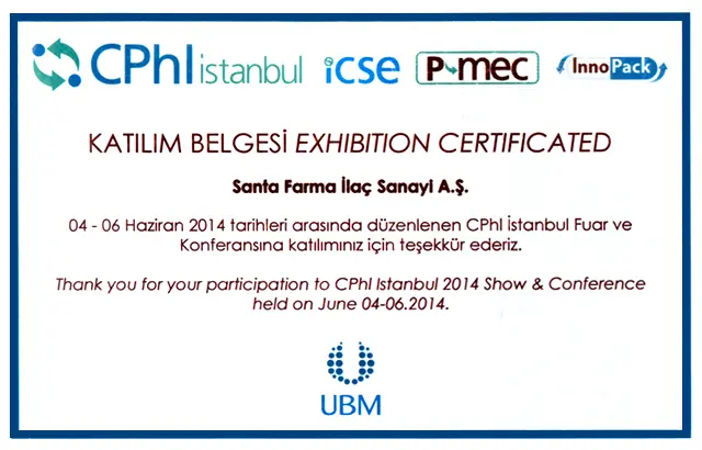 Uluslararası CPhI İstanbul 2014, İlaç Endüstrisi Fuarı