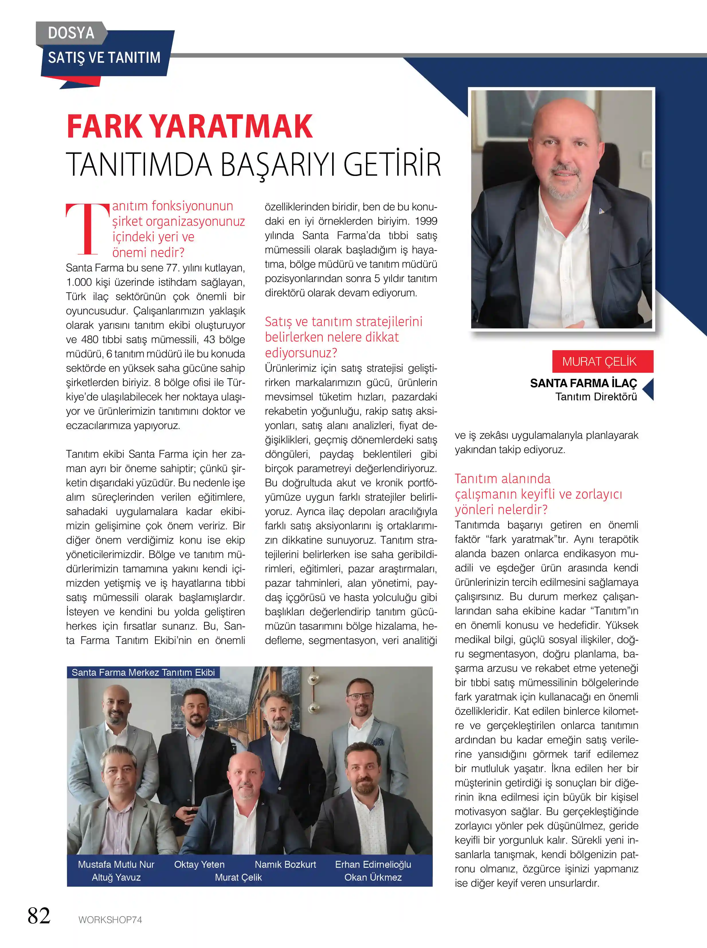 Workshop Dergisi Satış Ve Tanıtım Dosya Konuğu Tanıtım Direktörümüz Murat Çelik Oldu