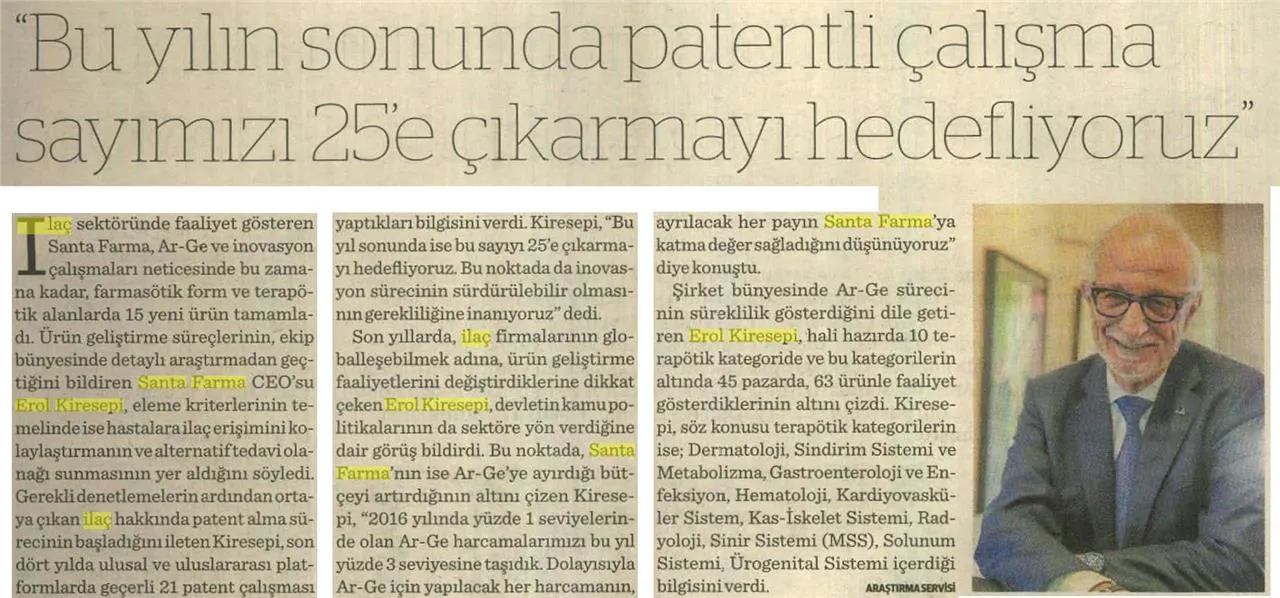 "Bu Yılın Sonunda Patentli Çalışma Sayımızı 25'e Çıkarmayı Hedefliyoruz"