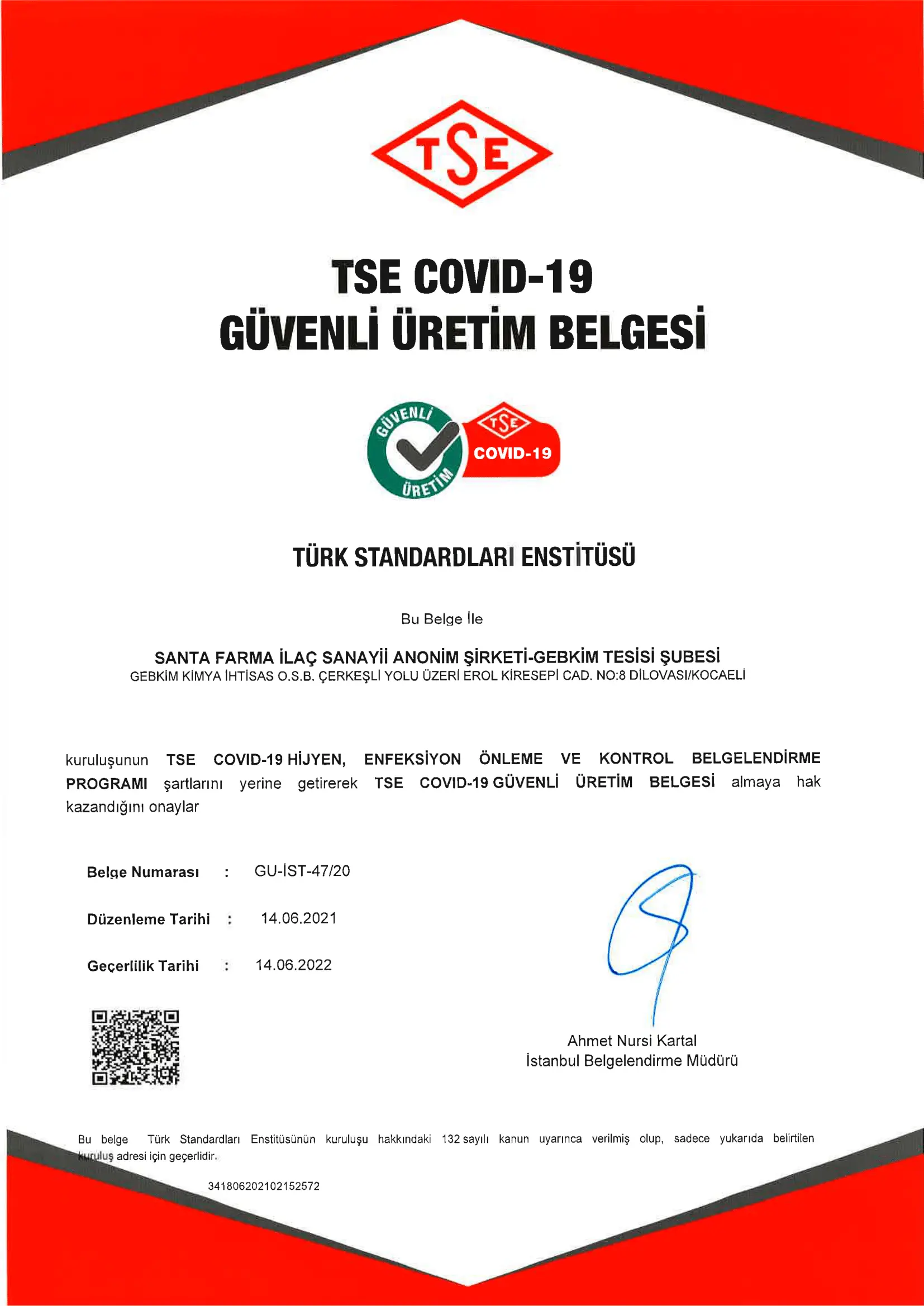 TSE-Covid 19 Güvenli Üretim Belgemiz, Gerçekleştirilen Denetimle Güncellendi